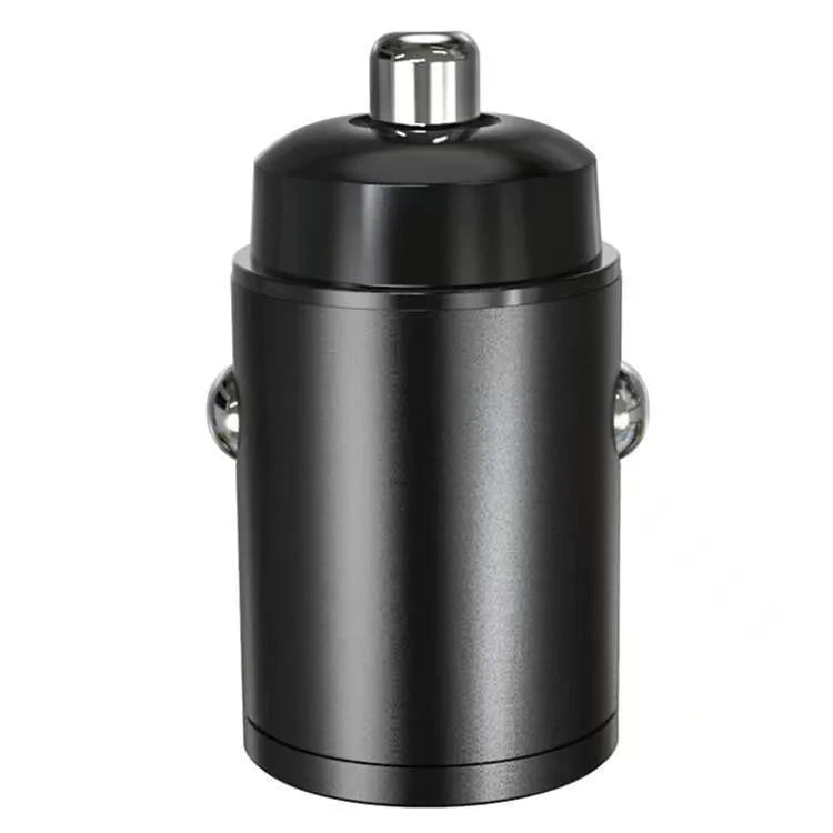 Black 30W mini car cigarette lighter charger with PD and QC 3.0 fast charging support