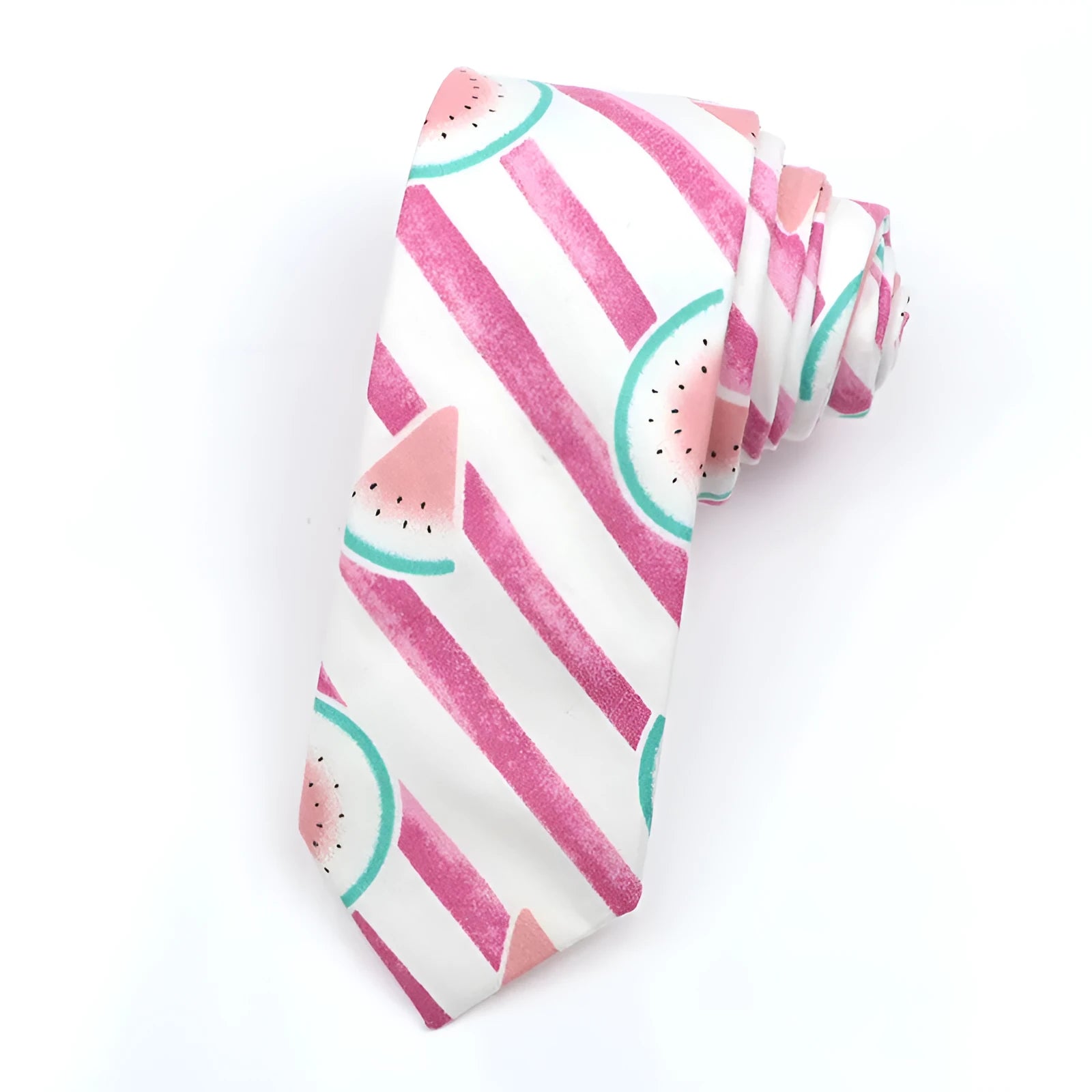 Narrow cotton bow tie with a printed cartoon pattern in a selection of colours.