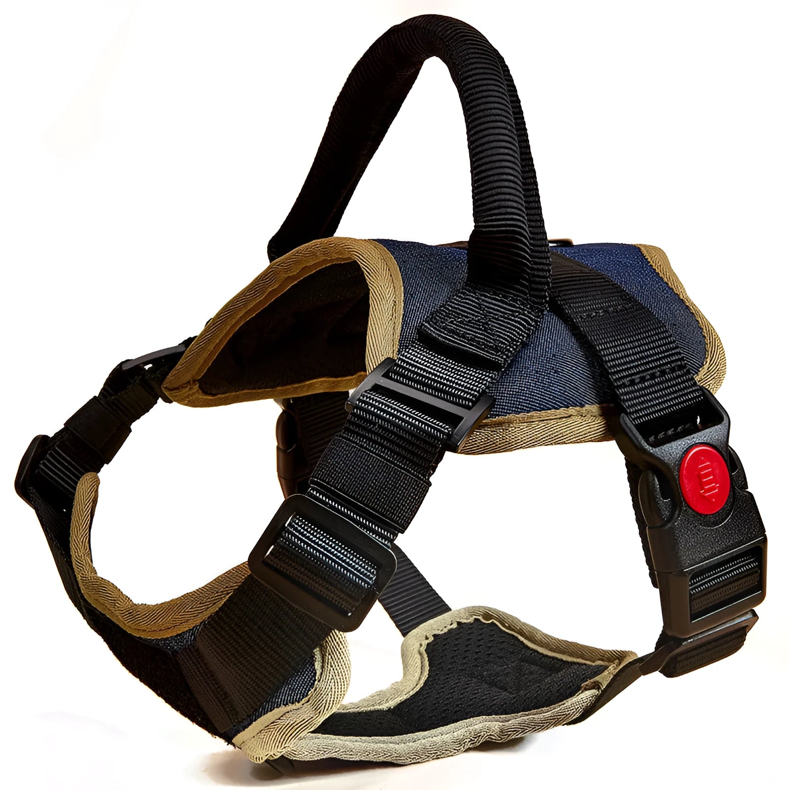 Reflective no pull dog harness in nylon with adjustable chest strap and soft padded vest