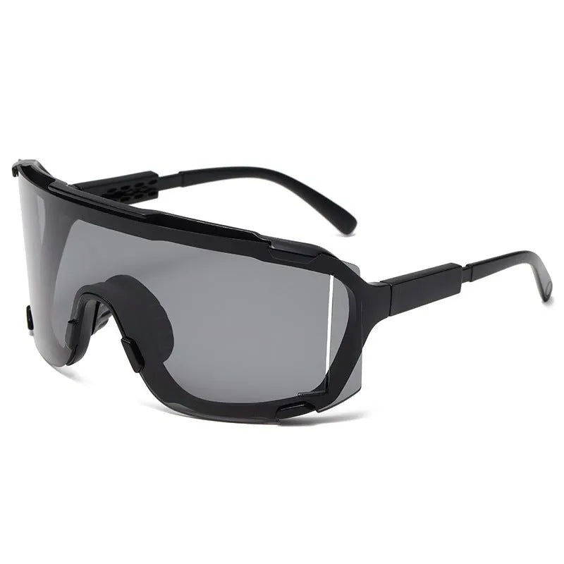 Unisex cycling glasses with HD PC lenses in a colourful frame, suitable for outdoor sports.