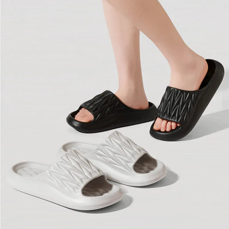 Leaf texture pattern EVA house slippers in assorted colours with non-slip soles