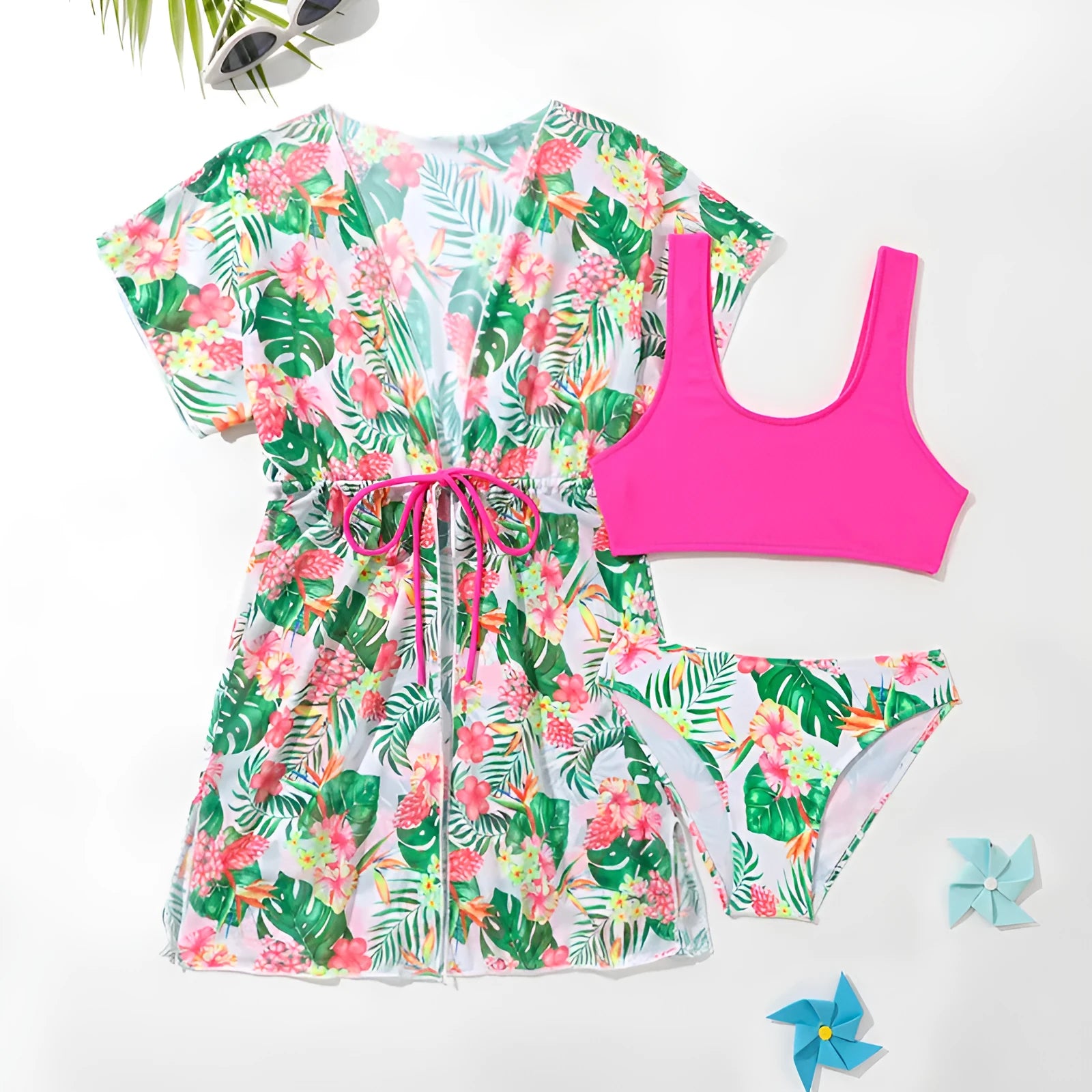 Girls' floral two-piece swimsuit in Korean style for swimming sports