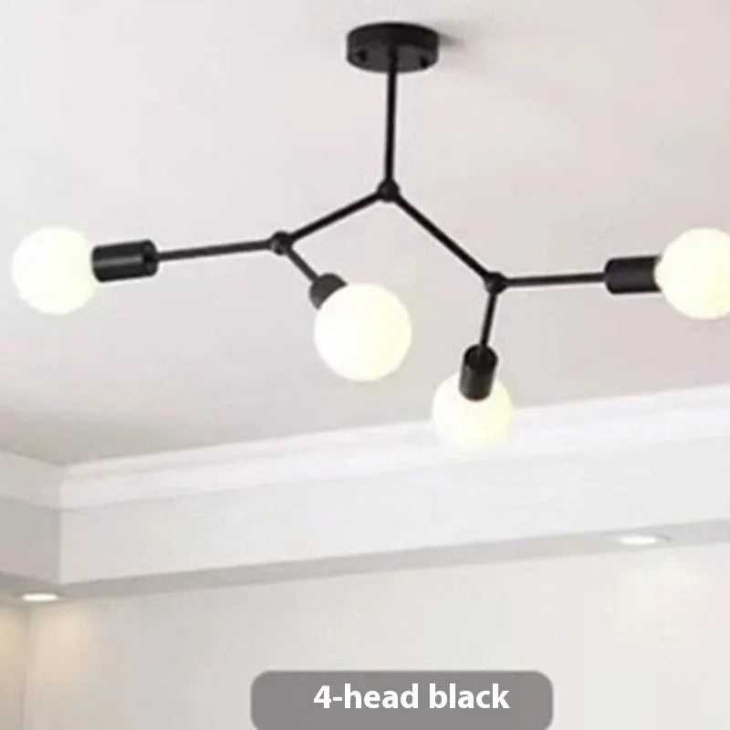 Iron chandelier ceiling lamp with Nordic design for bedroom or living room
