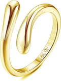 Geometric toe ring with gold plating and rhinestone or water drop decoration options