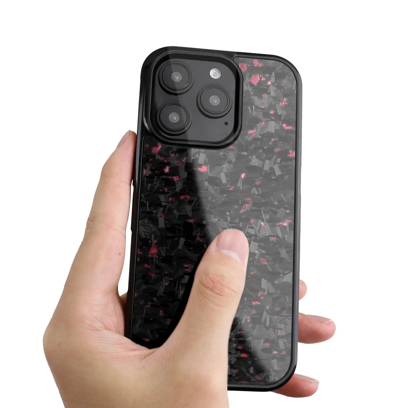 Black carbon fibre magnetic forging twill phone case for iPhone 16ProMax