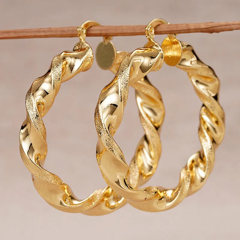 Women's copper geometric drop shape clip earrings with electroplating finish, European American style