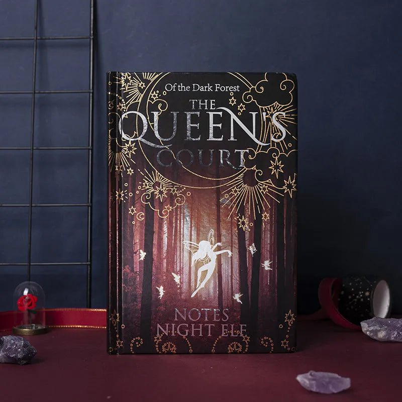 A5 luminous hardcover notebook with night elves design and full-colour illustrated pages