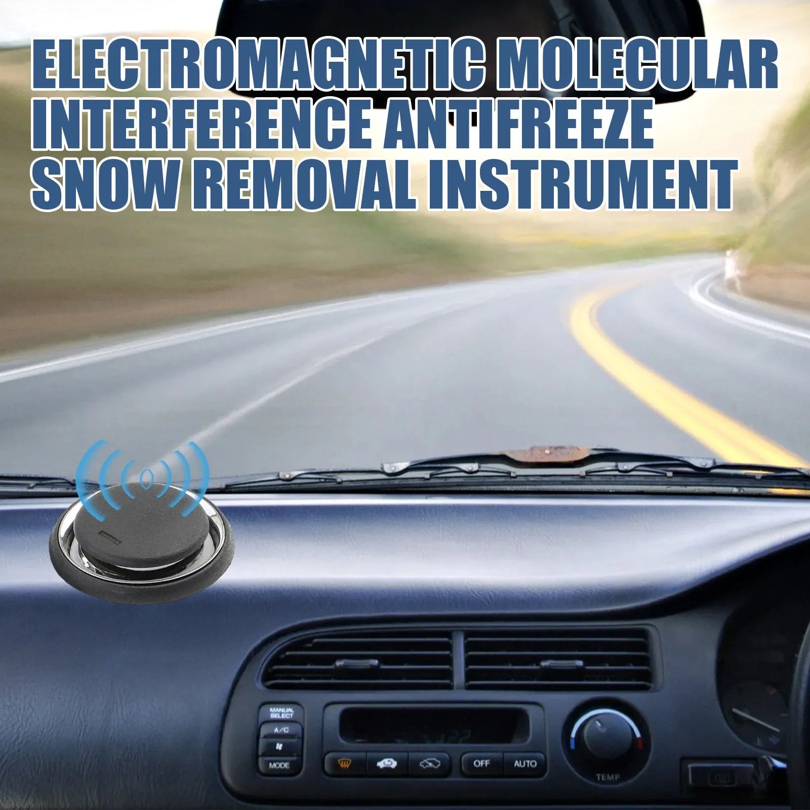 Black square portable car deicing instrument with lid for melting windscreen ice and snow.