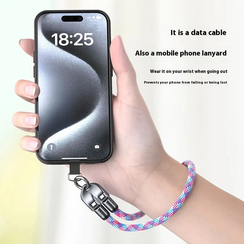 Black two-in-one lanyard data cable PD fast charge type-C alloy construction