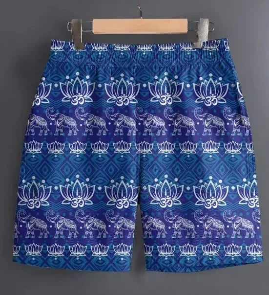 Men's polyester sports shorts in multiple patterns including stripes and camouflage available sizes S to 5XL