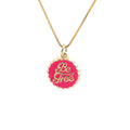 Copper bottle cap pendant necklace on a 40cm box chain with an 18K gold electroplated finish.