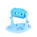 Blue adjustable height interactive pet slow feeder bowl with raised feeding patterns