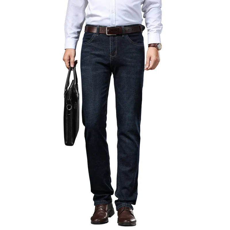 Plus size stretch jeans in K276 black straight-leg business casual trousers