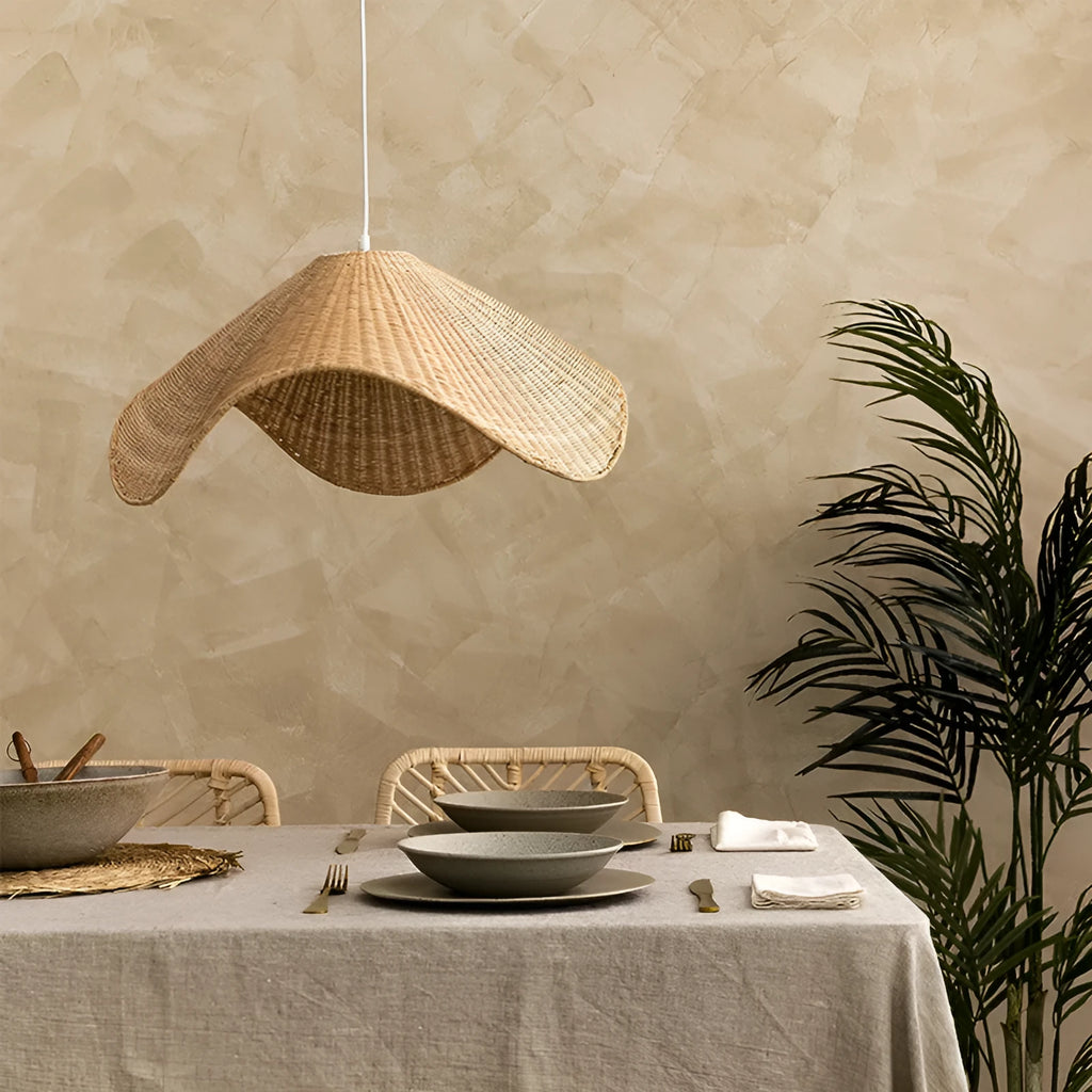 Handmade rattan and willow pastoral chandelier with LED light in 60cm, 80cm, or 100cm diameter