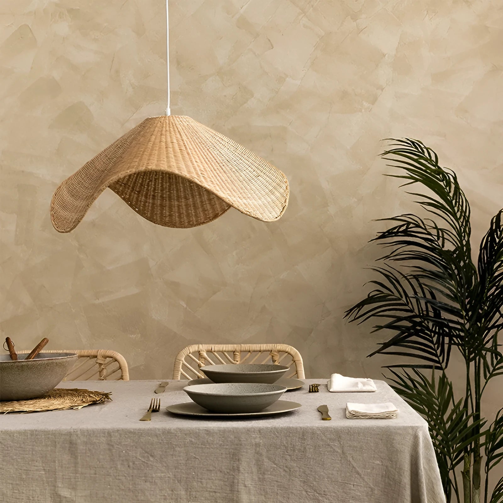 Handmade rattan and willow pastoral chandelier with LED light in 60cm, 80cm, or 100cm diameter