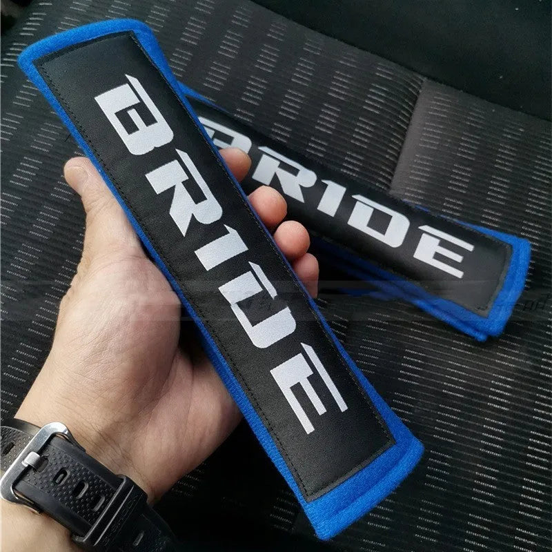 Car seat belt shoulder pads in three colours with cotton and sponge cloth construction