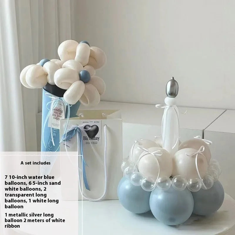 Round DIY balloon bouquet cake decoration kit with ten style options for party celebrations