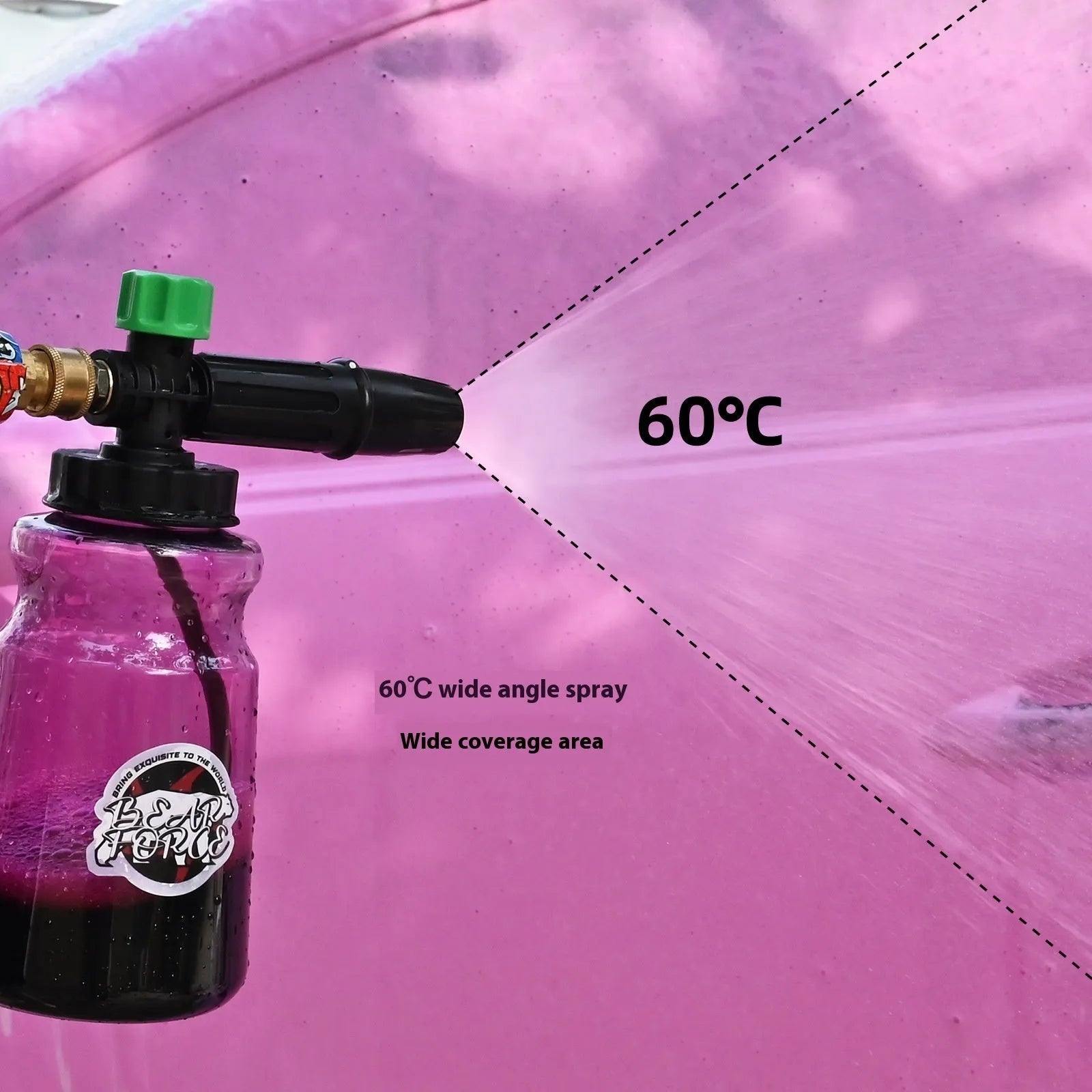 Small green high pressure car washing bubble watering can with ABS handle and copper spray core, 13x10x17cm