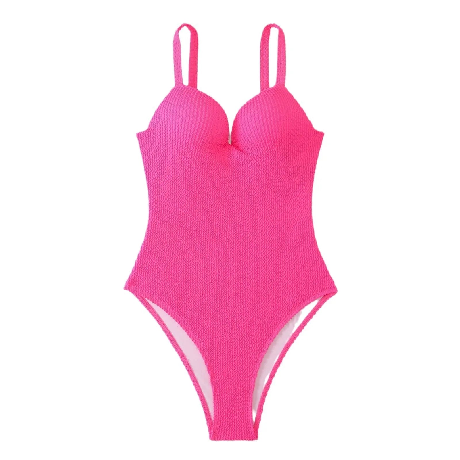 Women's one-piece swimsuit with stripe detailing in polyester fabric for swimming