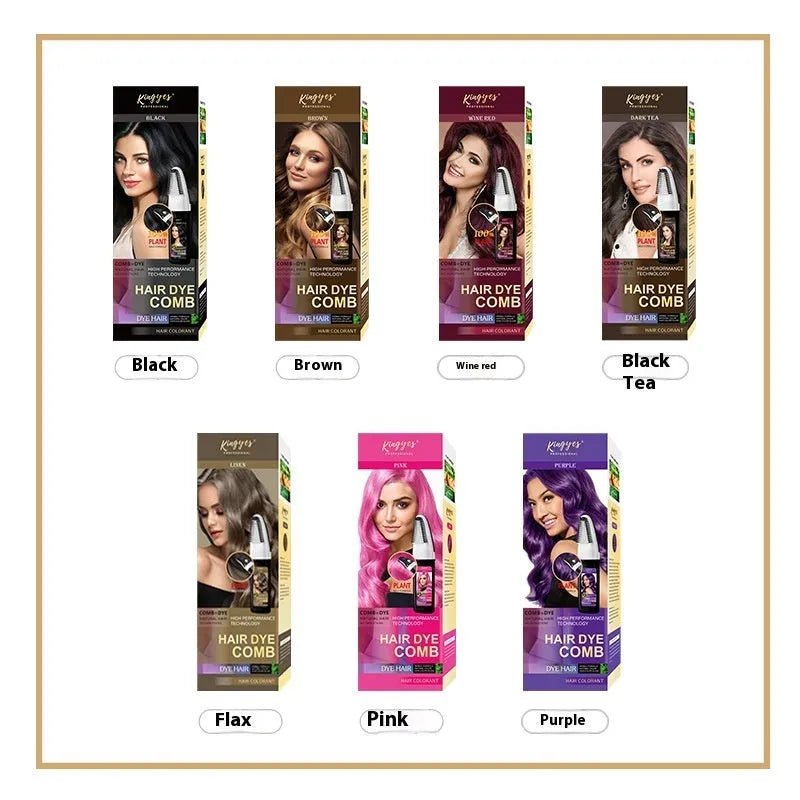 Hair dye comb applicator in choice of Brown, Wine Red or Dark Brown colours containing 200ml of hair dye