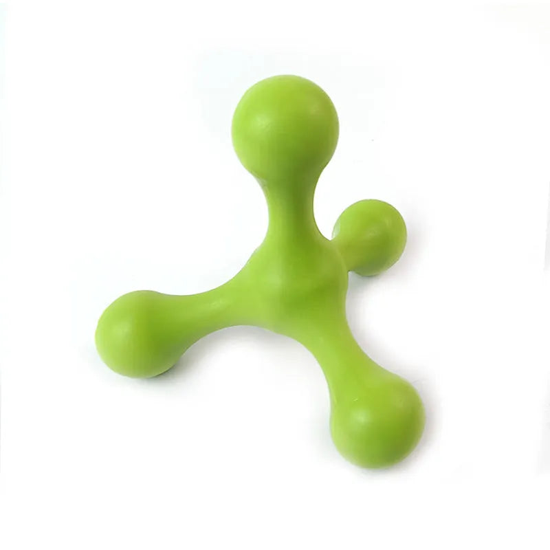 Silicone puppy chew toy with three legs in assorted colours for teething relief