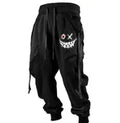 Printed 3D sweatpants for plus-sized men, light straight leg, polyester fibre, available in black and other colours