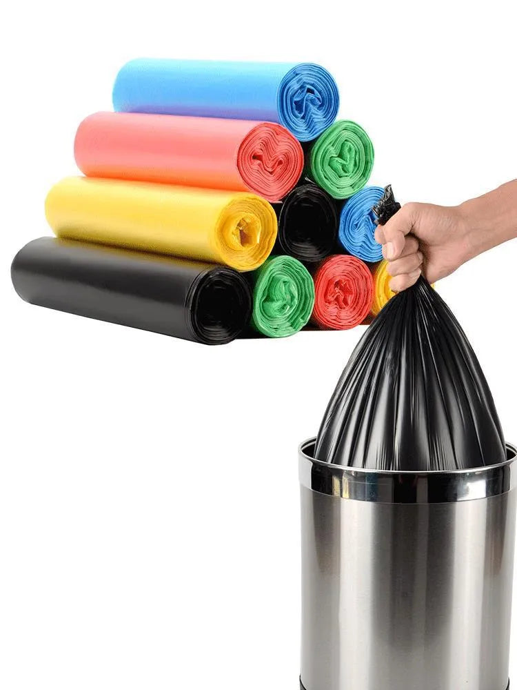 Roll of thickened black plastic bin liners 50x60cm flat-mouth design