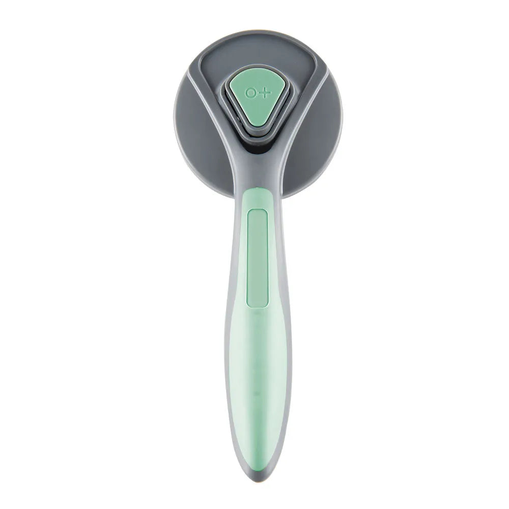 Black Rhino grey self-cleaning slicker brush for grooming cats and dogs with one-click button.