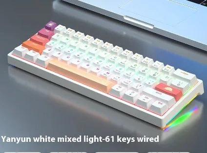 61-key mechanical keyboard with blue and white colour scheme and compact design