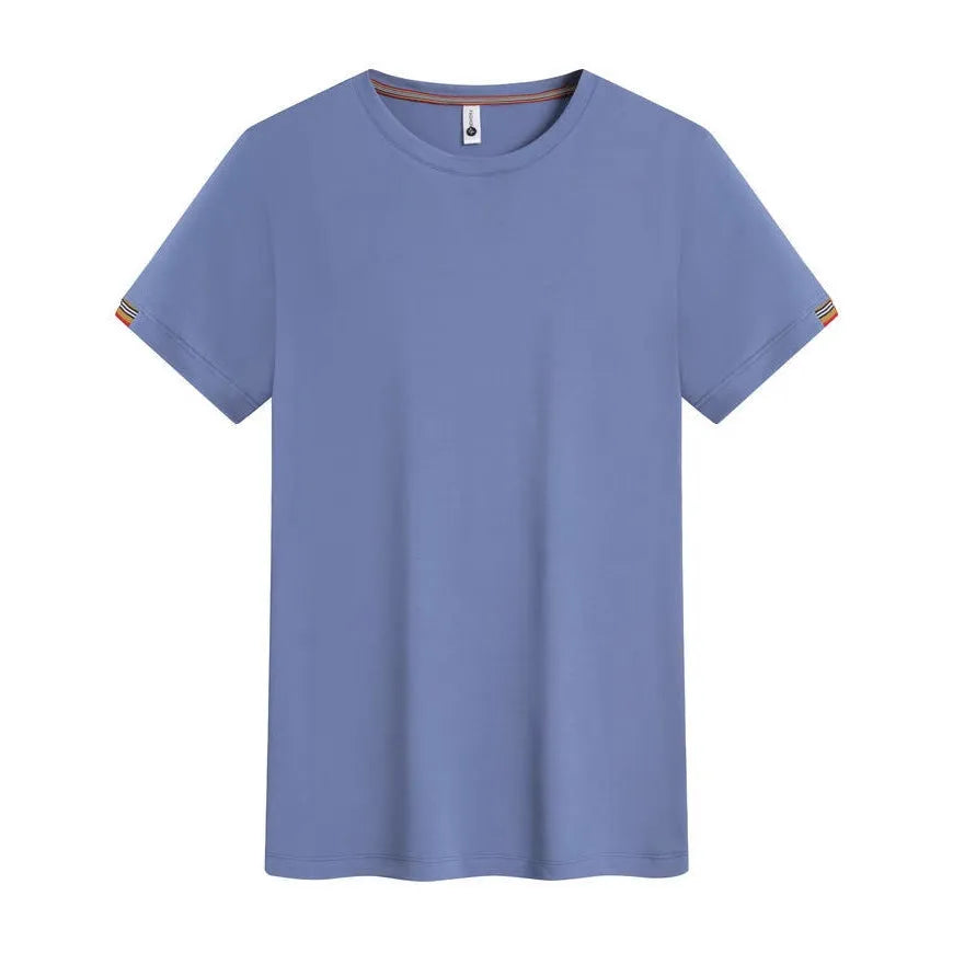 Round neck ice-feeling pullover top in black for women business work attire cooling fabric