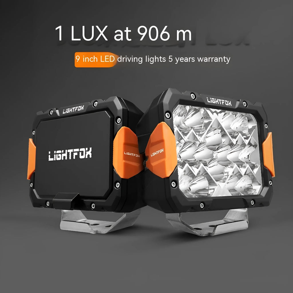 Black aluminium LED front bumper lights for off-road vehicle retrofit installation