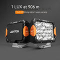 Black aluminium LED front bumper lights for off-road vehicle retrofit installation