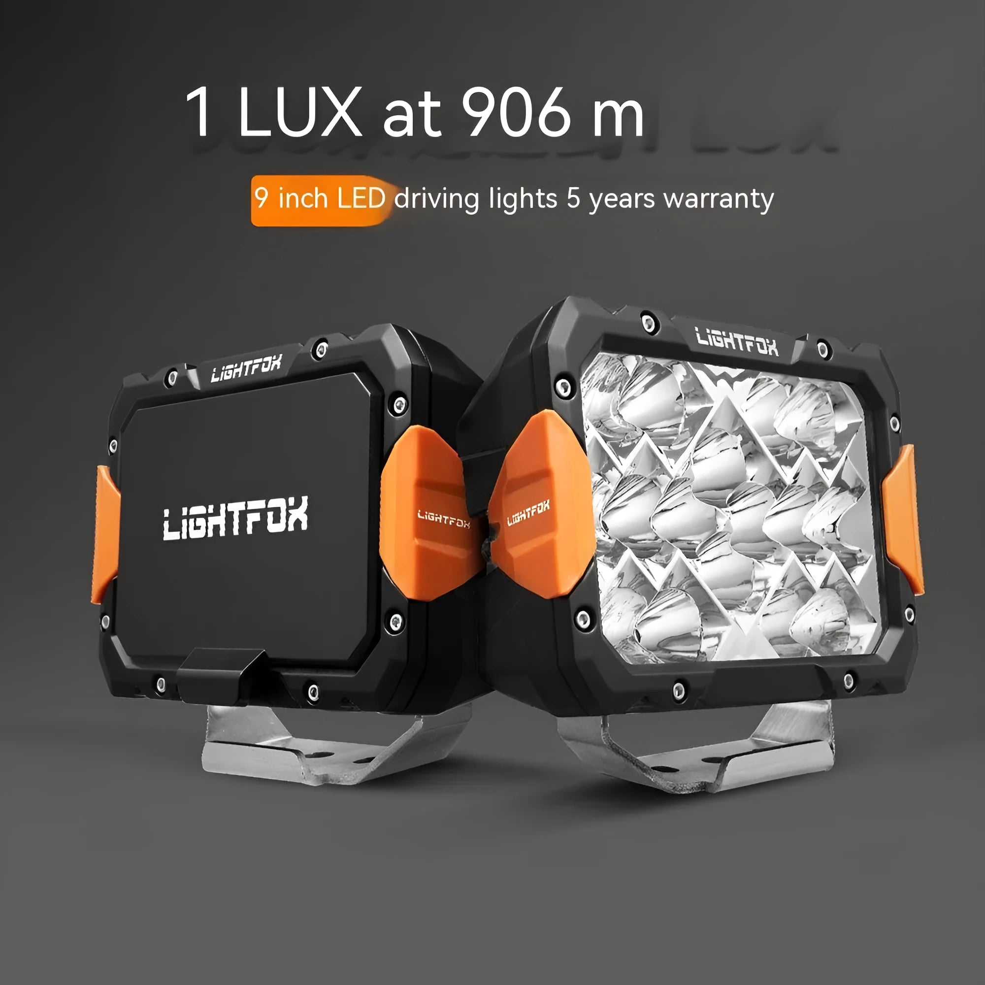 Black aluminium LED front bumper lights for off-road vehicle retrofit installation
