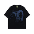 Men's loose-fit retro pure cotton short-sleeved T-shirt in black or grey