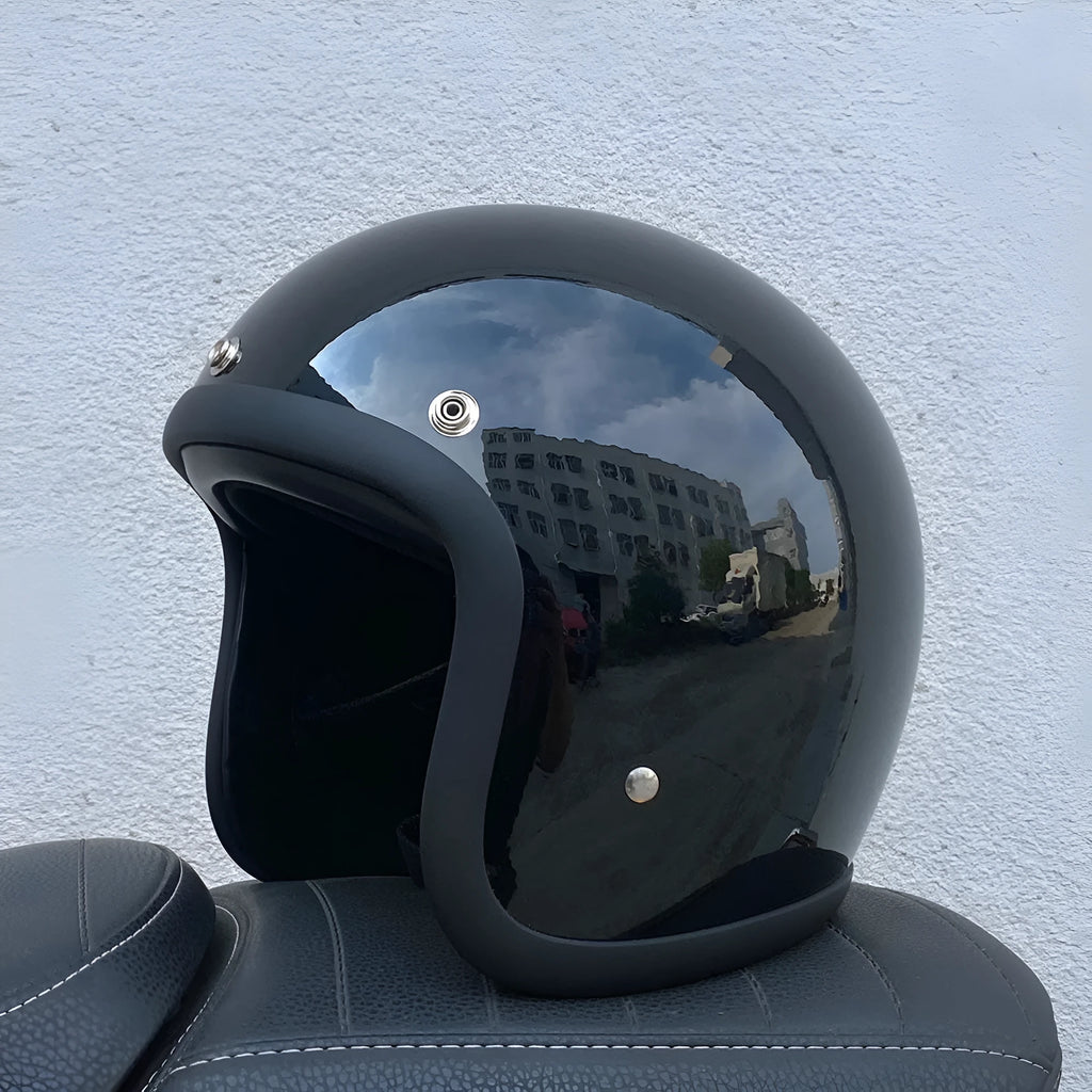 Retro-style FRP motorcycle half helmet in multiple colours for electric bike commuting