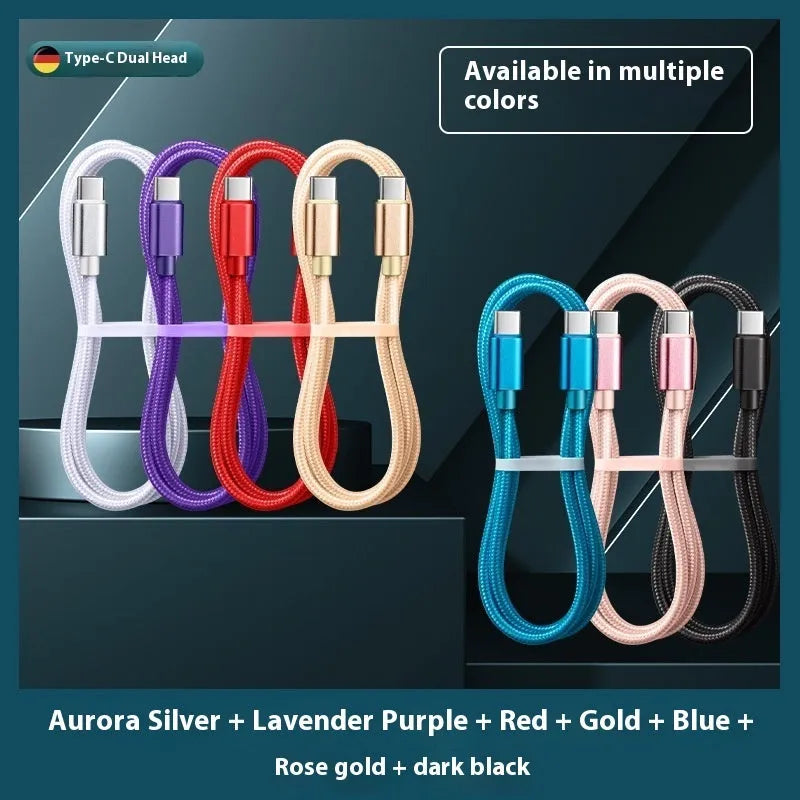 Typec phone fast charge data cable nylon woven 60W Type-C USB C black blue gold pink purple red white