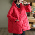 Women's warm loose fit single-breasted white duck down jacket in seven colours, sizes S to L