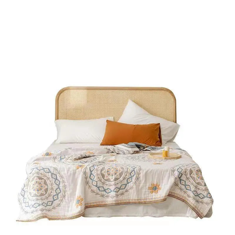 Cotton geometric pattern towel blanket in modern simplicity style showing texture detail
