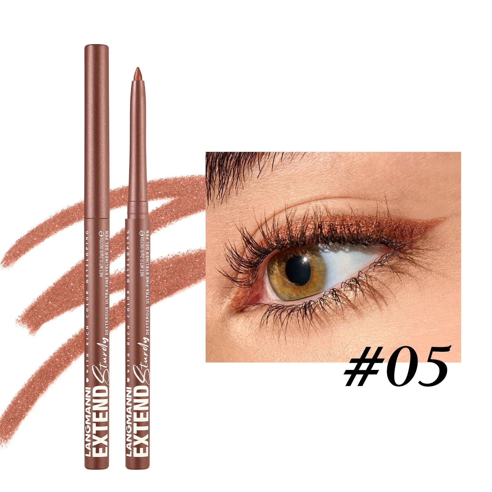 Set of 12 colourful gel glitter eyeliner pencils showing matte, glitter, metallic, and pearl effects