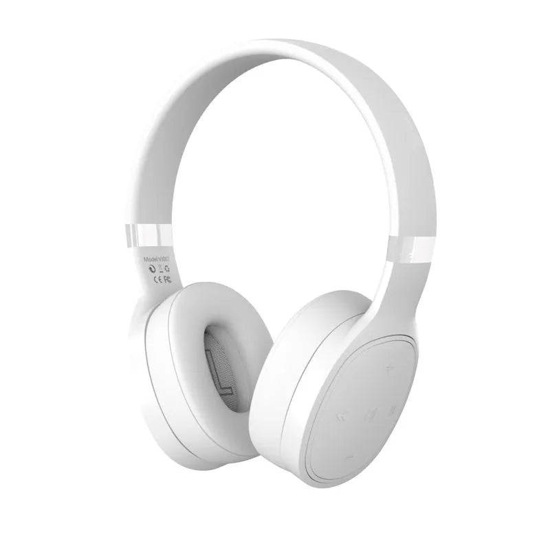 Folding wireless Bluetooth sports headset shown in black, white, grey, and blue colour variations