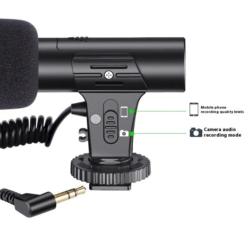 Black mobile phone video recording microphone for stage, interview and broadcasting use