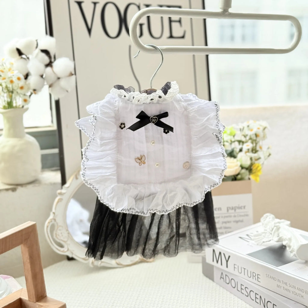 White polyester waltz gauze skirt for dogs in princess style on small pet mannequin