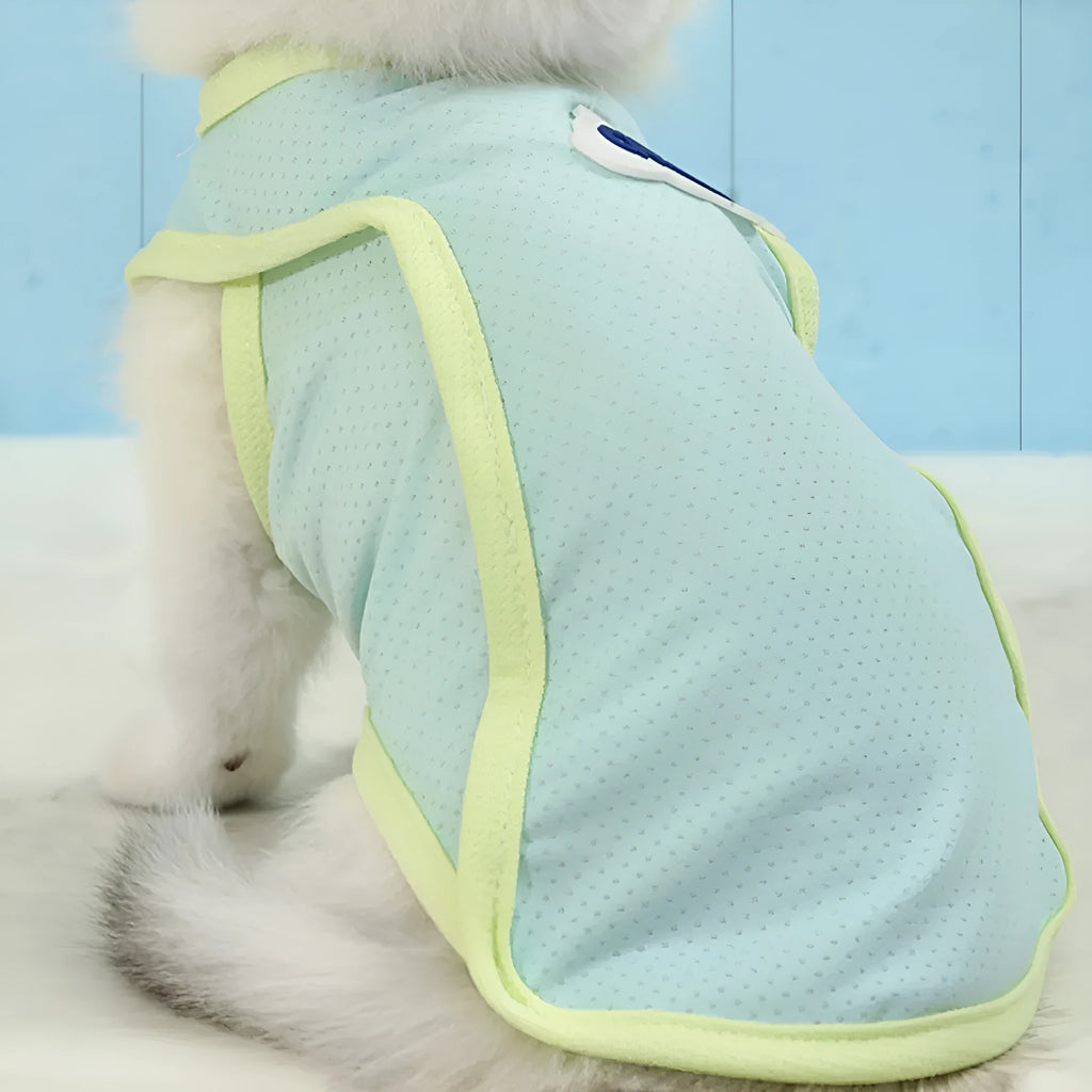 Polyester cat vest in grass green colour with sports styling