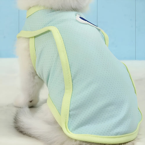 Polyester cat vest in grass green colour with sports styling
