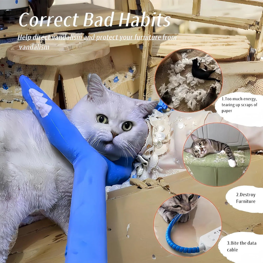 70cm blue plush cat wand toy for interactive play with indoor cats and naughty kittens