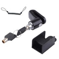 Iron disc brake lock for bicycle or mountain bike with red reminder rope on disc rotor