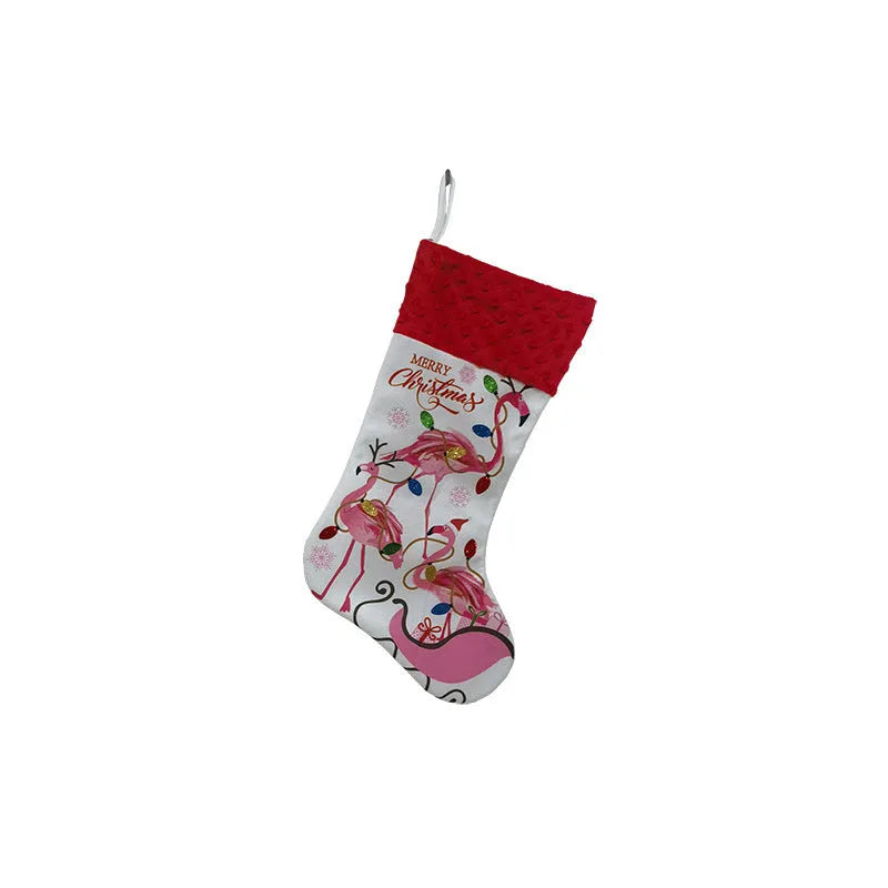 Cloth Christmas stocking decoration measuring 46x28cm in American holiday style