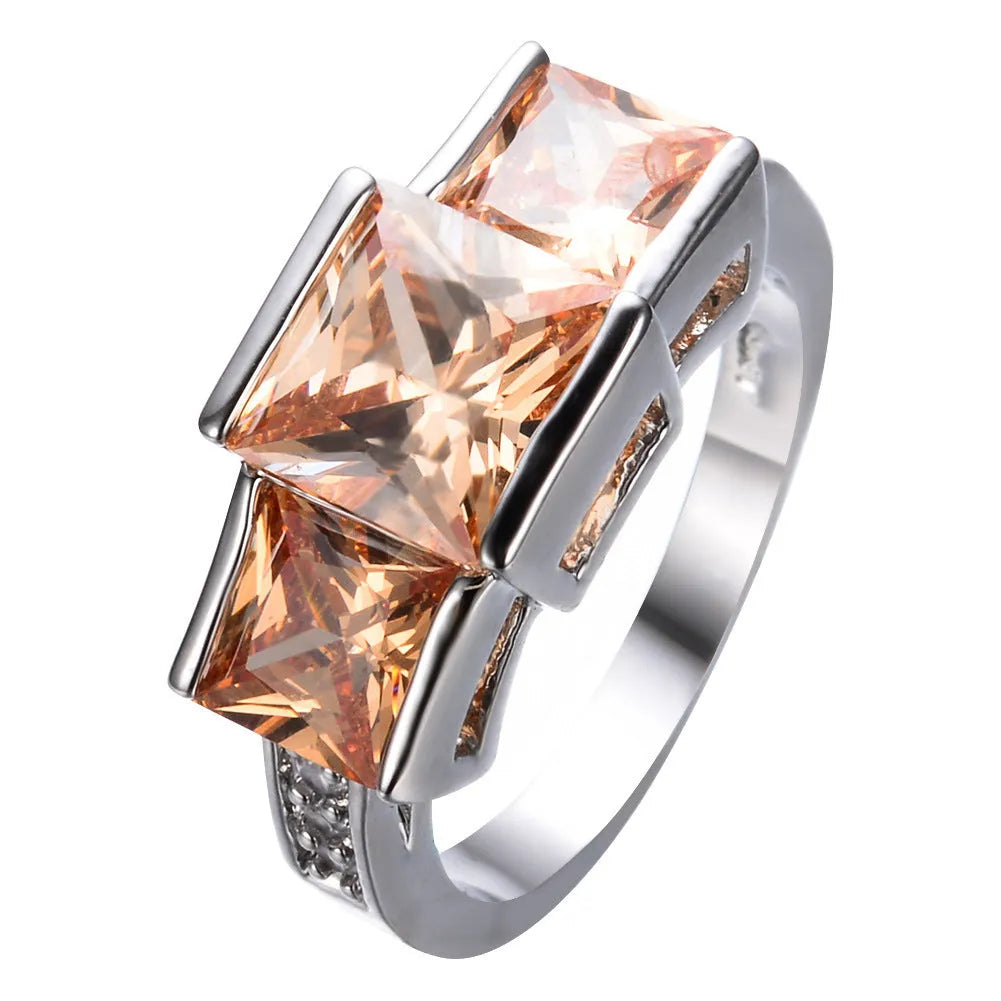 Women's copper electroplated colourful ring in geometric rainbow metal design, multiple colour options
