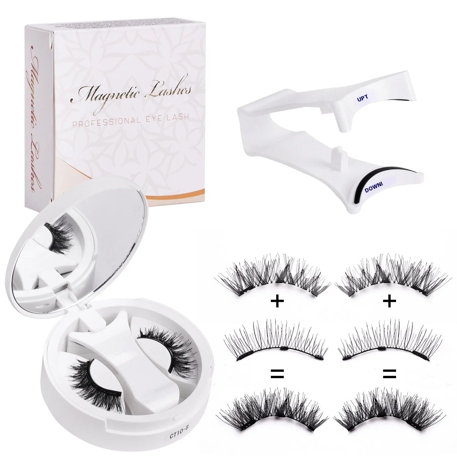Magnetic false eyelashes in case with integrated soap holder, portable CT10 series