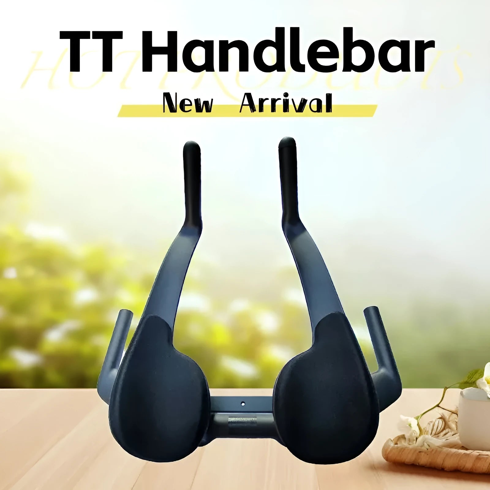 Black carbon fibre bicycle TT handlebars showing 10 and 15 degree angle options.